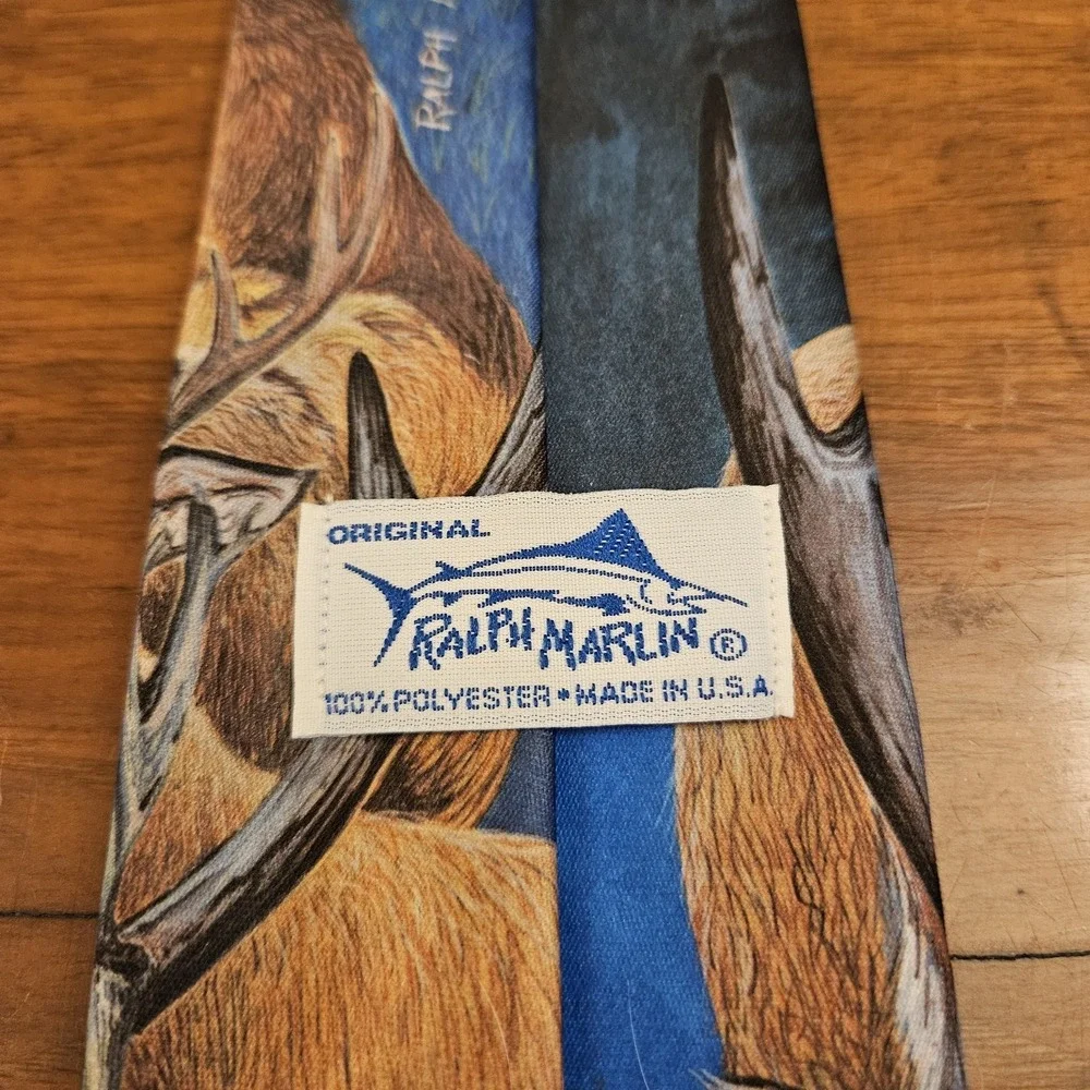 Vintage Original‎ Ralph Marlin Wildlife Deer Mens Necktie 1988 Made In USA